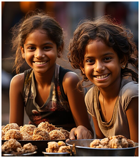 Two girls smiling